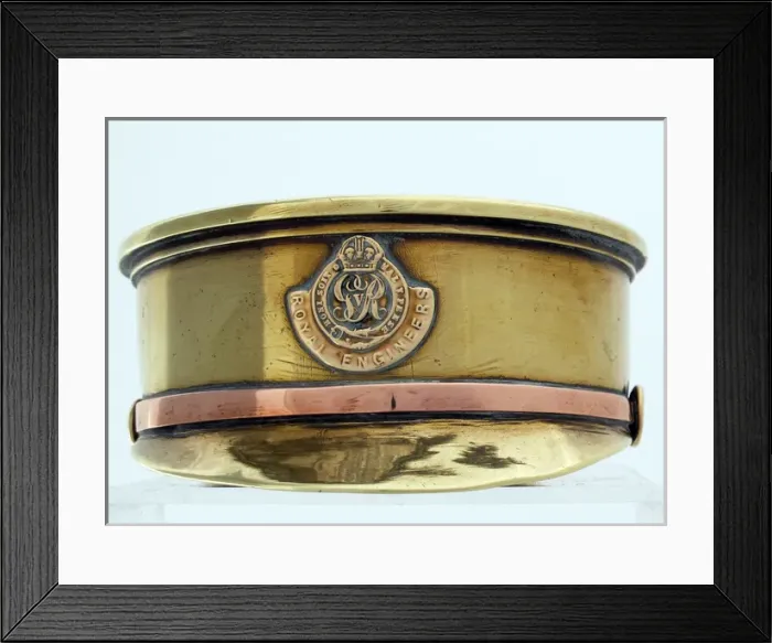 Framed Print : British 18 pounder shell case - an Army Service cap Framed Print : British 18 pounder shell case - an Army Service cap