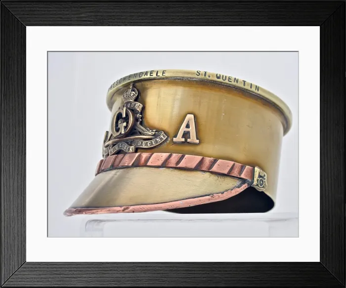Framed Print : British 4 5 Howitzer shell case base - Army Service cap Framed Print : British 4 5 Howitzer shell case base - Army Service cap