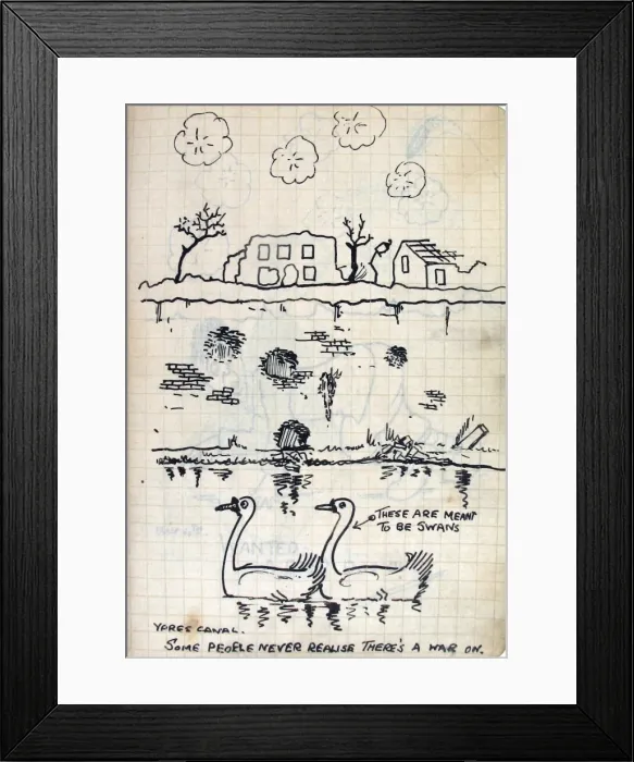 Framed Print : Album of 53 drawings done whilst on sctive service - WWI Framed Print : Album of 53 drawings done whilst on sctive service - WWI