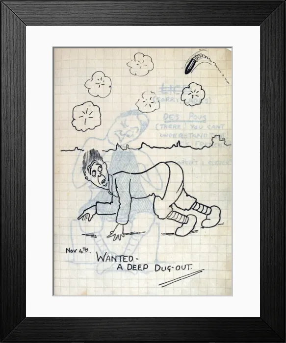 Framed Print : Album of 53 drawings done whilst on sctive service - WWI Framed Print : Album of 53 drawings done whilst on sctive service - WWI