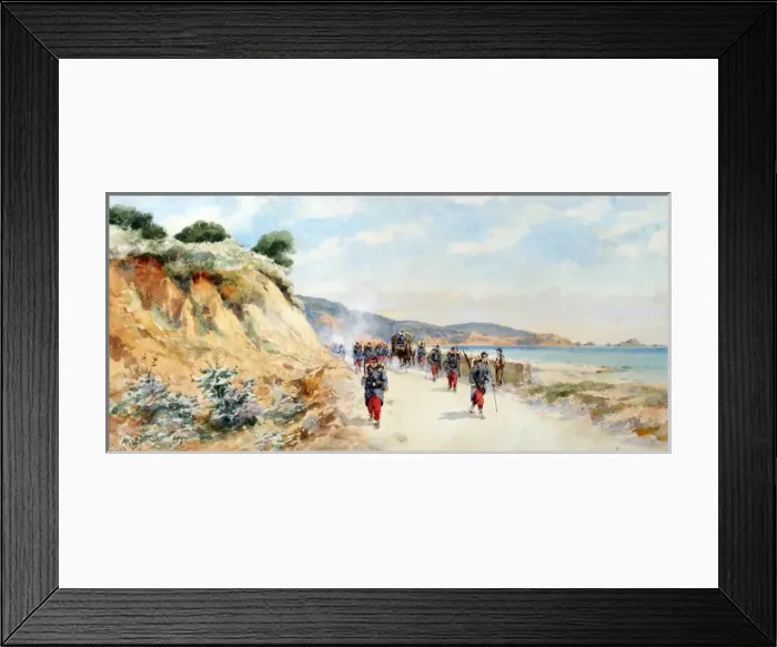 Framed Print : French Line Regiment patrolling a Mediterranean road Framed Print : French Line Regiment patrolling a Mediterranean road