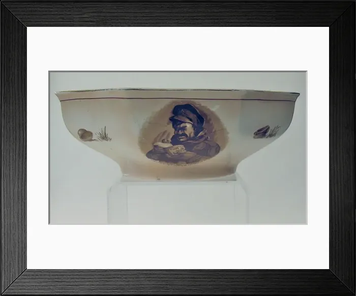 Framed Print : Large bowl with transfer - Bairnsfatherware Framed Print : Large bowl with transfer - Bairnsfatherware