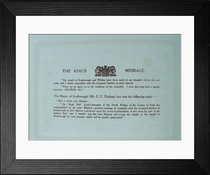 Framed Print : The German Raid on Scarborough, December 16th 1914 Framed Print : The German Raid on Scarborough, December 16th 1914