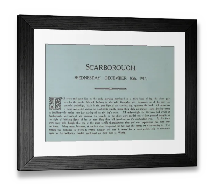 Framed Print : The German Raid on Scarborough, December 16th 1914 Framed Print : The German Raid on Scarborough, December 16th 1914