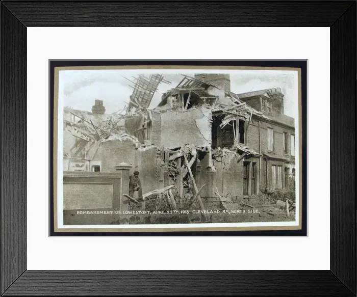 Framed Print : Bombardment of Lowestoft by the Germans Framed Print : Bombardment of Lowestoft by the Germans