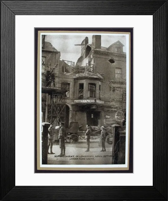 Framed Print : Bombardment of Lowestoft by the Germans Framed Print : Bombardment of Lowestoft by the Germans