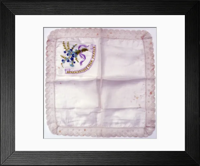 Framed Print : Lace handkerchief - flowers and Remembrance from France Framed Print : Lace handkerchief - flowers and Remembrance from France