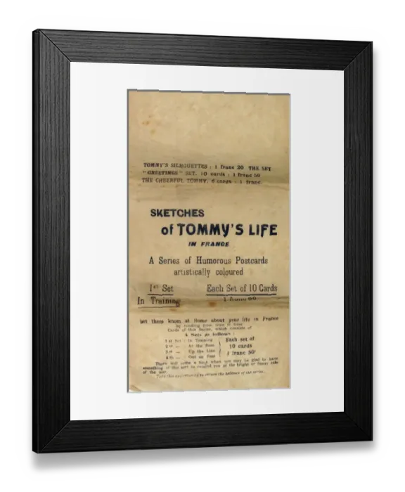 Framed Print : Sketches of Tommys Life in France - Humorous Postcards Framed Print : Sketches of Tommys Life in France - Humorous Postcards