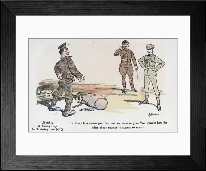 Framed Print : Sketches of Tommys Life in France - Humorous Postcards Framed Print : Sketches of Tommys Life in France - Humorous Postcards