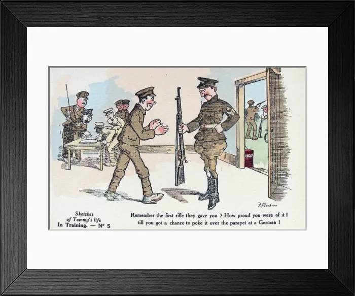 Framed Print : Sketches of Tommys Life in France - Humorous Postcards Framed Print : Sketches of Tommys Life in France - Humorous Postcards