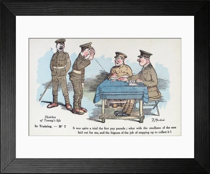 Framed Print : Sketches of Tommys Life in France - Humorous Postcards Framed Print : Sketches of Tommys Life in France - Humorous Postcards