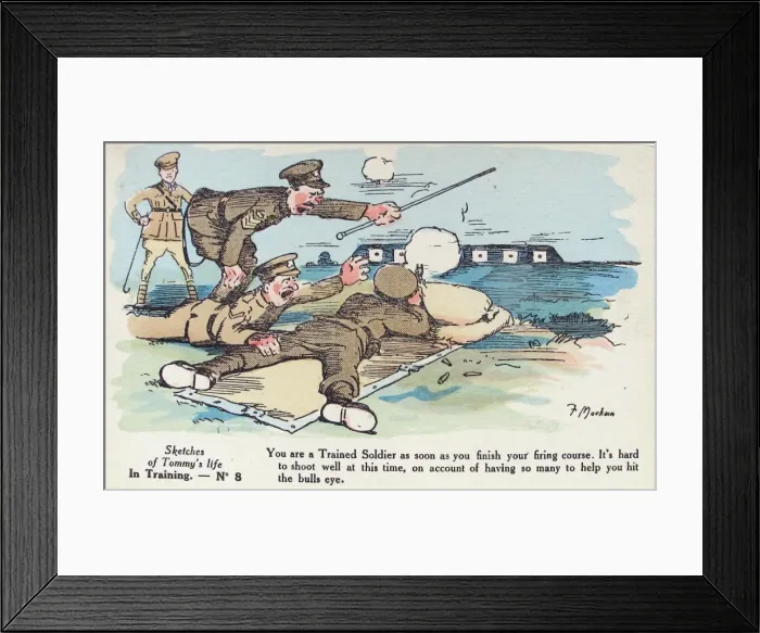 Framed Print : Sketches of Tommys Life in France - Humorous Postcards Framed Print : Sketches of Tommys Life in France - Humorous Postcards