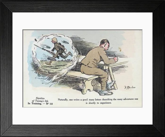 Framed Print : Sketches of Tommys Life in France - Humorous Postcards Framed Print : Sketches of Tommys Life in France - Humorous Postcards