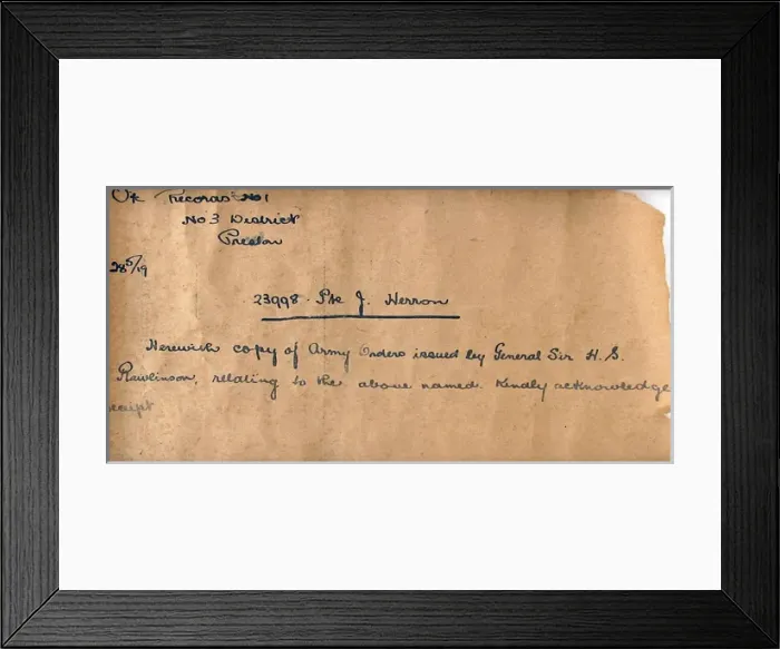 Framed Print : Army Orders from General Sir Hs Rawlinson Framed Print : Army Orders from General Sir Hs Rawlinson