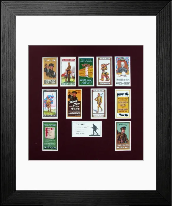 Framed Print : Wills WWI cigarette cards depicting recruiting posters Framed Print : Wills WWI cigarette cards depicting recruiting posters