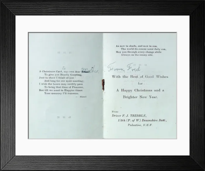 Framed Print : Christmas card - Egyptian Expeditionary Force - WWI era Framed Print : Christmas card - Egyptian Expeditionary Force - WWI era