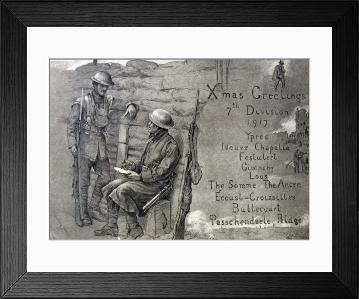 Framed Print : Christmas Card - 7th Division 1917 Framed Print : Christmas Card - 7th Division 1917