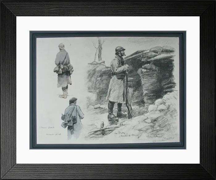 Framed Print : Two French soldiers carrying Pinard at Miricort and Navy Framed Print : Two French soldiers carrying Pinard at Miricort and Navy