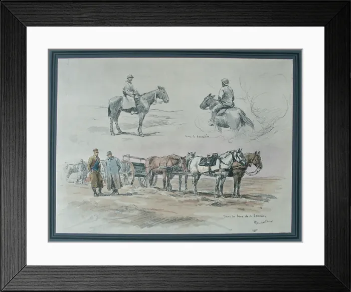 Framed Print : Mounted French horsemen and French wagon, Somme Framed Print : Mounted French horsemen and French wagon, Somme