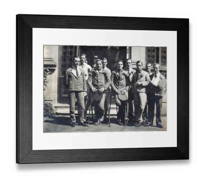 Framed Print : A group of Tommies and two nurses relaxing in the garden Framed Print : A group of Tommies and two nurses relaxing in the garden