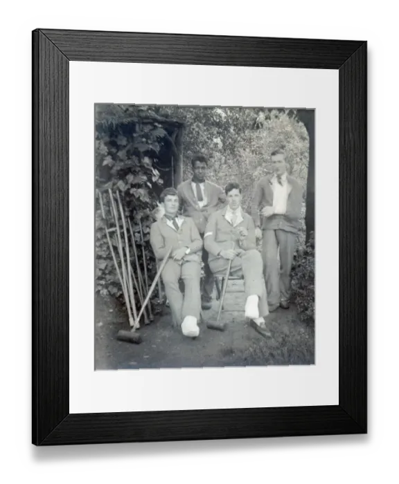 Framed Print : A group of Tommies and two nurses relaxing in the garden Framed Print : A group of Tommies and two nurses relaxing in the garden