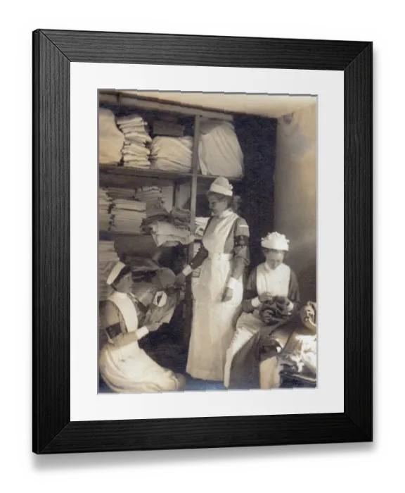 Framed Print : A group of Tommies and two nurses relaxing in the garden Framed Print : A group of Tommies and two nurses relaxing in the garden