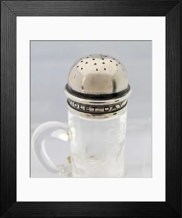 Framed Print : Violet Day Fund silver-topped Pounce pot - WWI era Framed Print : Violet Day Fund silver-topped Pounce pot - WWI era