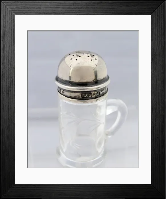 Framed Print : Violet Day Fund silver-topped Pounce pot - WWI era Framed Print : Violet Day Fund silver-topped Pounce pot - WWI era