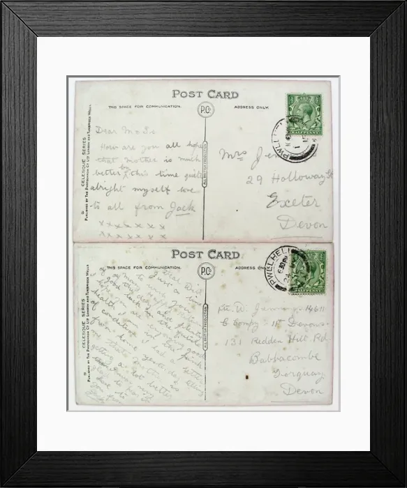 Framed Print : Two postcards by R Cattey - WWI era Framed Print : Two postcards by R Cattey - WWI era
