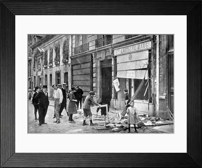 Framed Print : German shop wrecked at the outbreak of World War I Framed Print : German shop wrecked at the outbreak of World War I