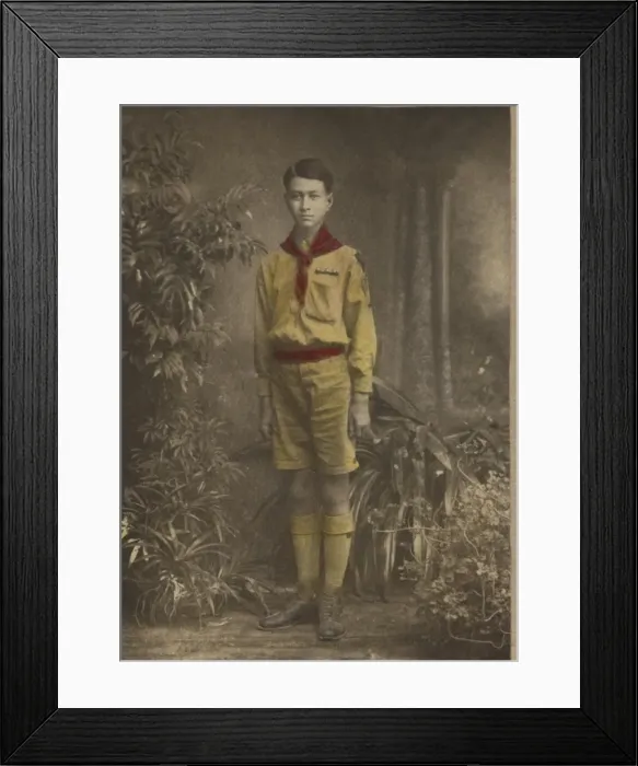 Framed Print : Burmese scout in red scarf and belt Framed Print : Burmese scout in red scarf and belt