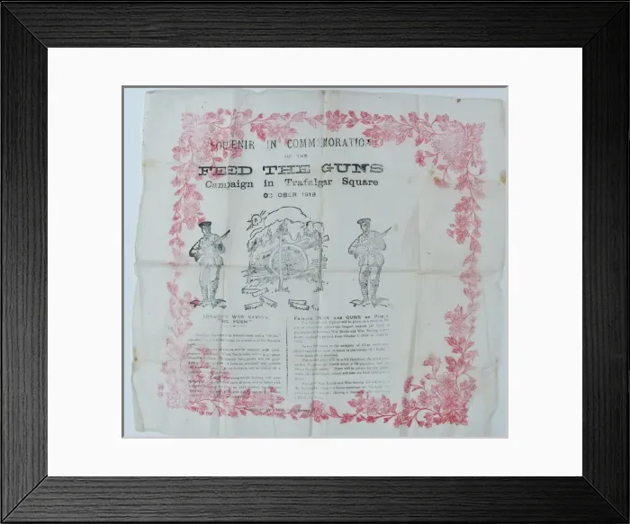 Framed Print : Souvenir serviette - FEED THE GUNS Campaign - WWI Framed Print : Souvenir serviette - FEED THE GUNS Campaign - WWI