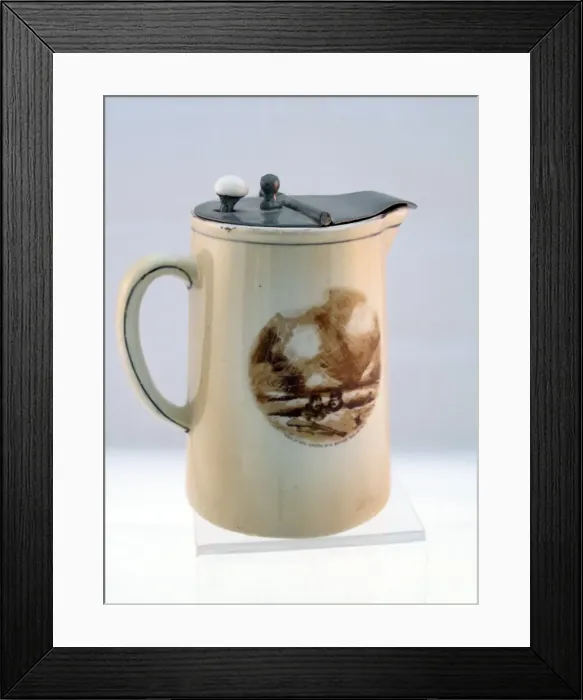 Framed Print : Small milk jug with metal cover - Bairnsfatherware Framed Print : Small milk jug with metal cover - Bairnsfatherware