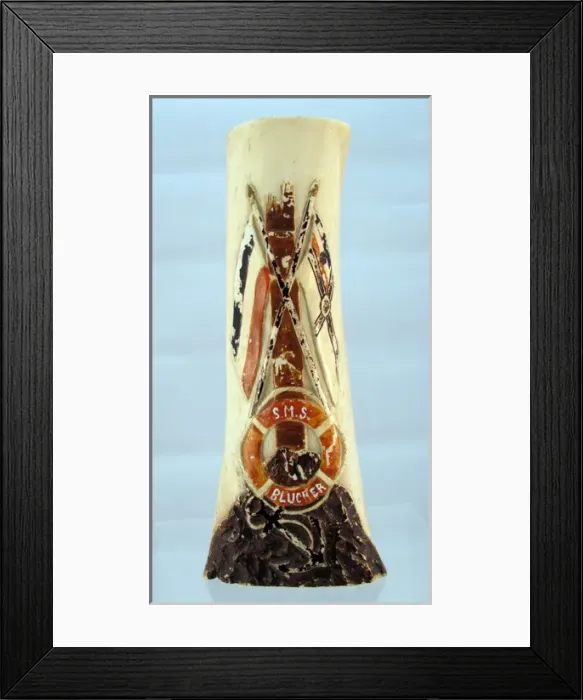 Framed Print : Bone ornament - sinking of SMS Blucher Framed Print : Bone ornament - sinking of SMS Blucher