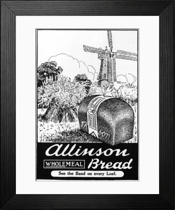 Framed Print : Allinson wholemeal bread advertisement, WW1 Framed Print : Allinson wholemeal bread advertisement, WW1