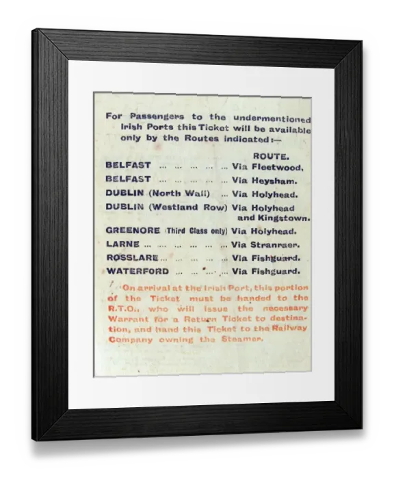 Framed Print : H M Forces Overseas First Class Leave & Railway Ticket Framed Print : H M Forces Overseas First Class Leave & Railway Ticket