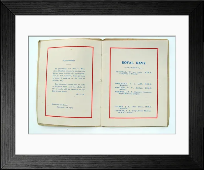 Framed Print : Roll of Honour, Bradford-on-Avon, 1915 Framed Print : Roll of Honour, Bradford-on-Avon, 1915