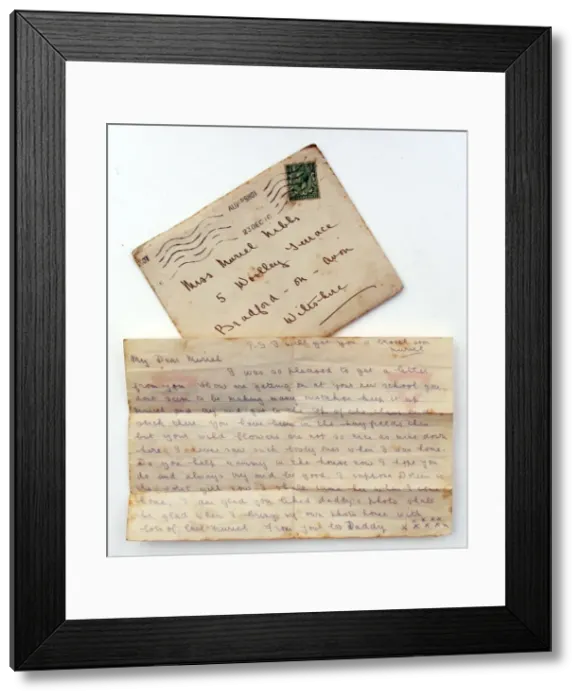 Framed Print : Very poignant letter to his daughter - WWI Framed Print : Very poignant letter to his daughter - WWI