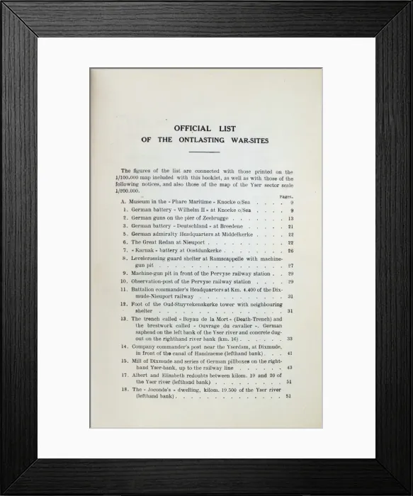 Framed Print : War Sites of the 1914-1918 Campaign Framed Print : War Sites of the 1914-1918 Campaign