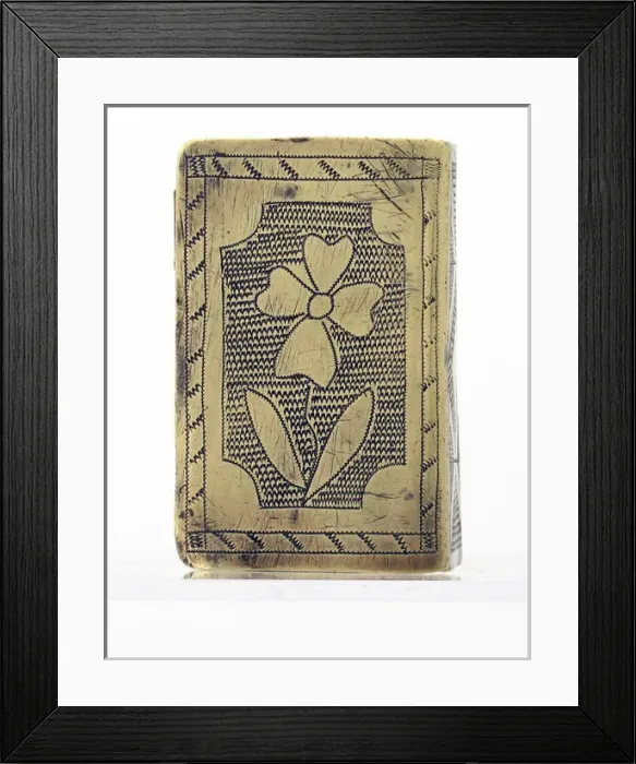 Framed Print : WWI matchbox cover engraving - Ypres and a floral pattern Framed Print : WWI matchbox cover engraving - Ypres and a floral pattern