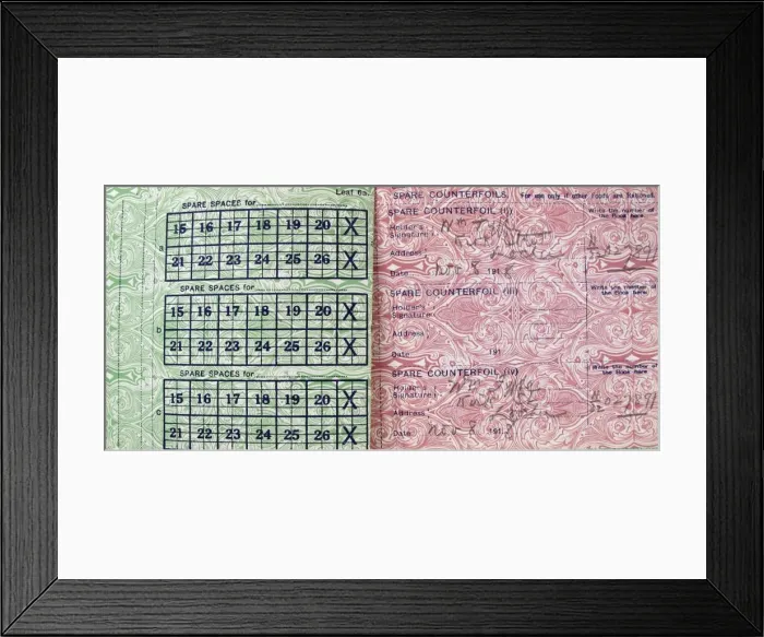 Framed Print : A Ministry of Food National Ration Book - WWI Framed Print : A Ministry of Food National Ration Book - WWI