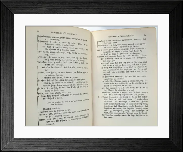 Framed Print : German for Military Students - WWI era Framed Print : German for Military Students - WWI era