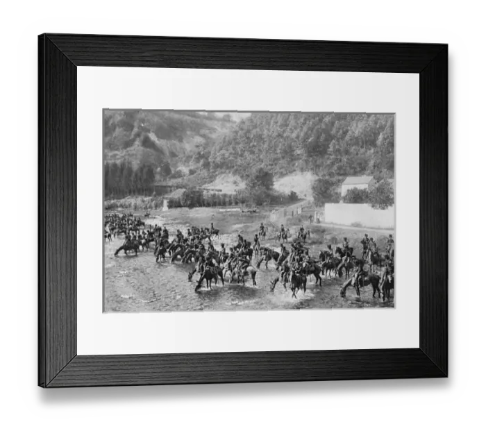 Framed Print : Belgian cavalry watering their horses Framed Print : Belgian cavalry watering their horses