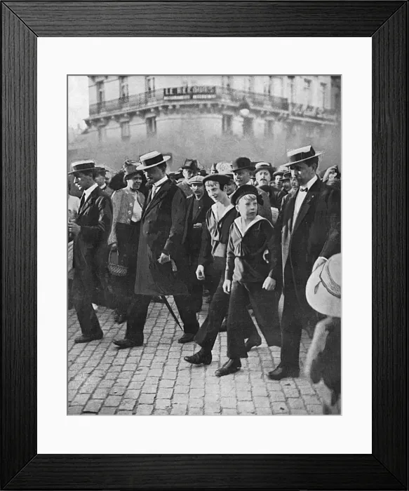 Framed Print : Crown Prince of Belgium and brother walking with their tutor Framed Print : Crown Prince of Belgium and brother walking with their tutor