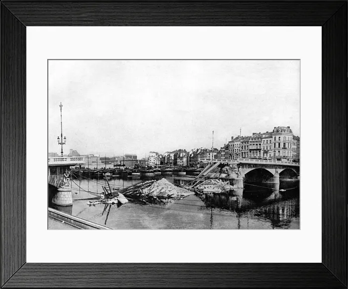 Framed Print : Destruction of the bridge at Liege, Belgium Framed Print : Destruction of the bridge at Liege, Belgium