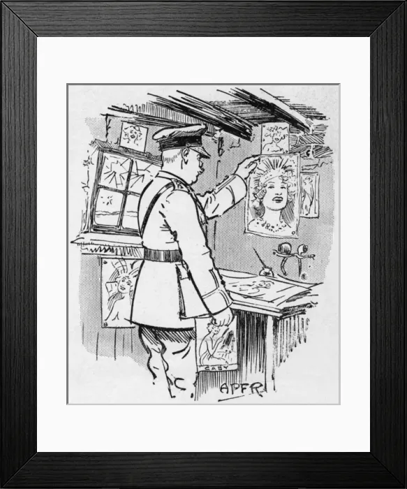 Framed Print : Bystander- Military officer collecting images of Gaby Deslys Framed Print : Bystander- Military officer collecting images of Gaby Deslys