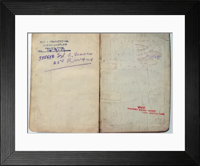 Framed Print : Prayer Book for Jewish Sailors and Soldiers - WWI Framed Print : Prayer Book for Jewish Sailors and Soldiers - WWI