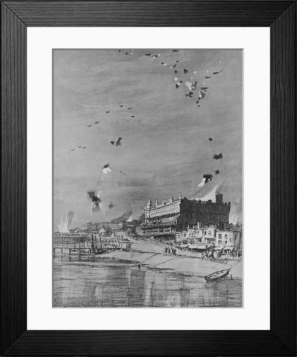 Framed Print : Air Raid over Southend, 1917, WW1 Framed Print : Air Raid over Southend, 1917, WW1