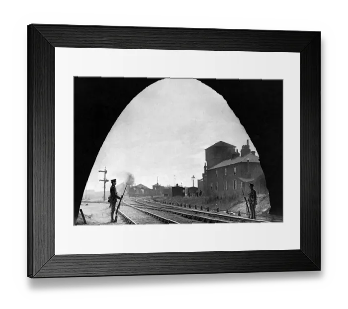 Framed Print : British sentries at railway tunnels at the start of WWI Framed Print : British sentries at railway tunnels at the start of WWI