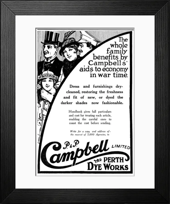 Framed Print : Campbell Dye Works advertisement, WW1 Framed Print : Campbell Dye Works advertisement, WW1